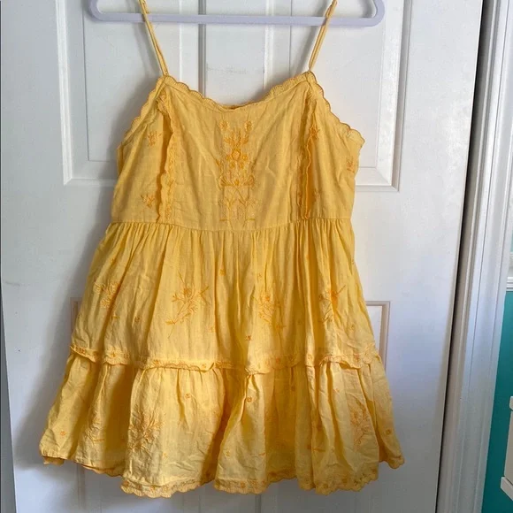 Urban Outfitters Yellow Embroidered Dress - Picture 1 of 13